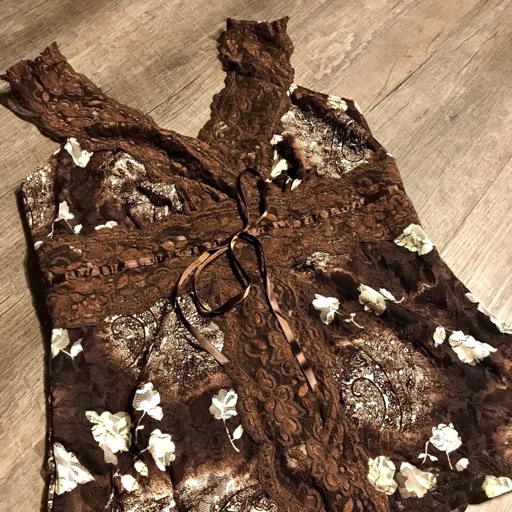 NWT Classic Lace Tank with Floral + Paisley Print